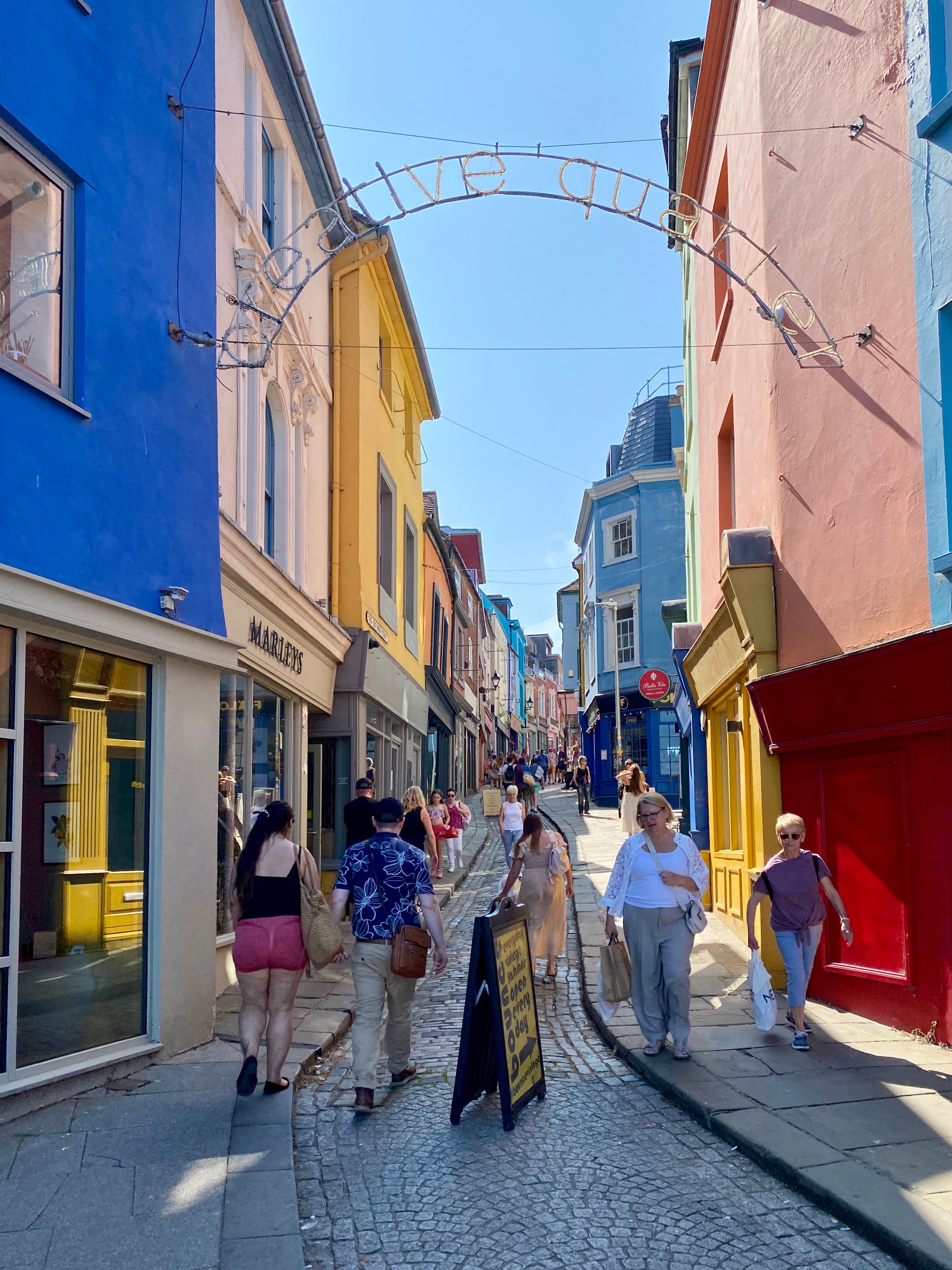 Folkestone Creative Quarter — the colourful Old High Street beneath the Creative Quarter arch