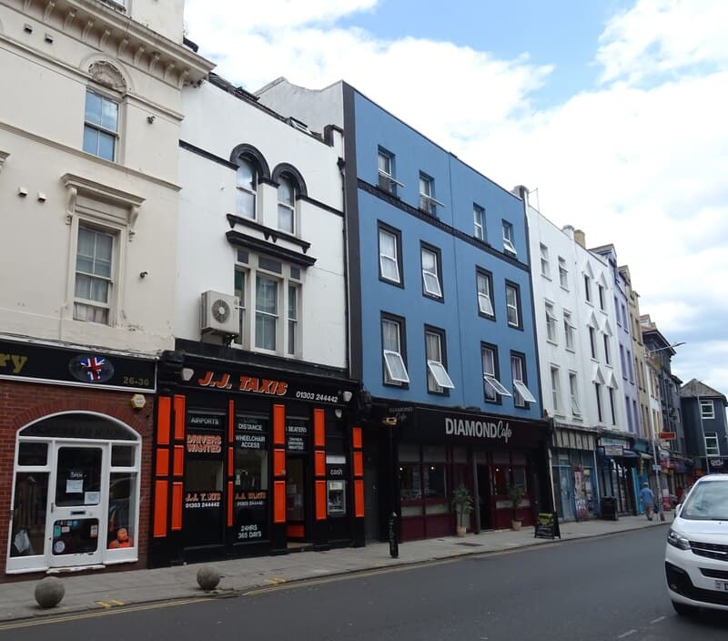 Businesses and cafes on Tontine Street in Folkestone town centre